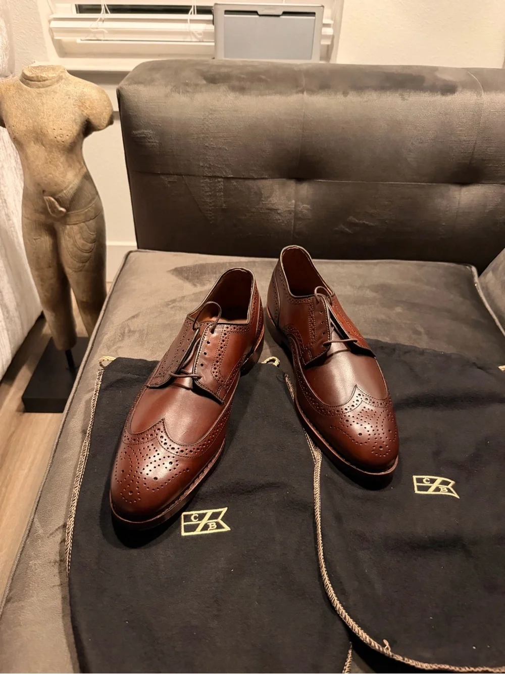 Allen Edmonds Brown Leather Brogue Boat Shoes